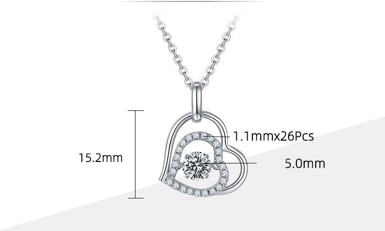 0.5 Carat Moissanite Heart Pendant Silver Necklace - Rhyme - and - Chain