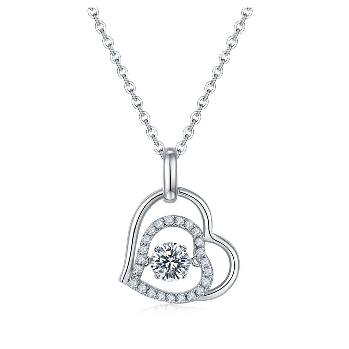 0.5 Carat Moissanite Heart Pendant Silver Necklace - Rhyme - and - Chain