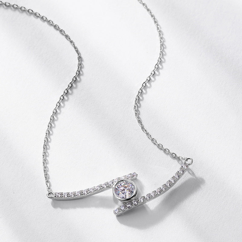 0.5 Ct Moissanite Necklace S925 Silver Clavicle Chain Holiday Gift - Rhyme-and-Chain