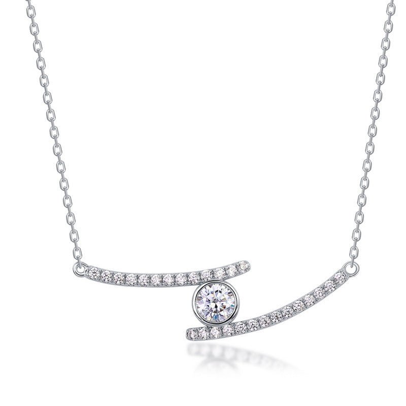 0.5 Ct Moissanite Necklace S925 Silver Clavicle Chain Holiday Gift - Rhyme-and-Chain