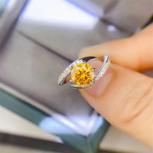 1 CT Moissanite Engagement Ring Yellow - Rhyme - and - Chain