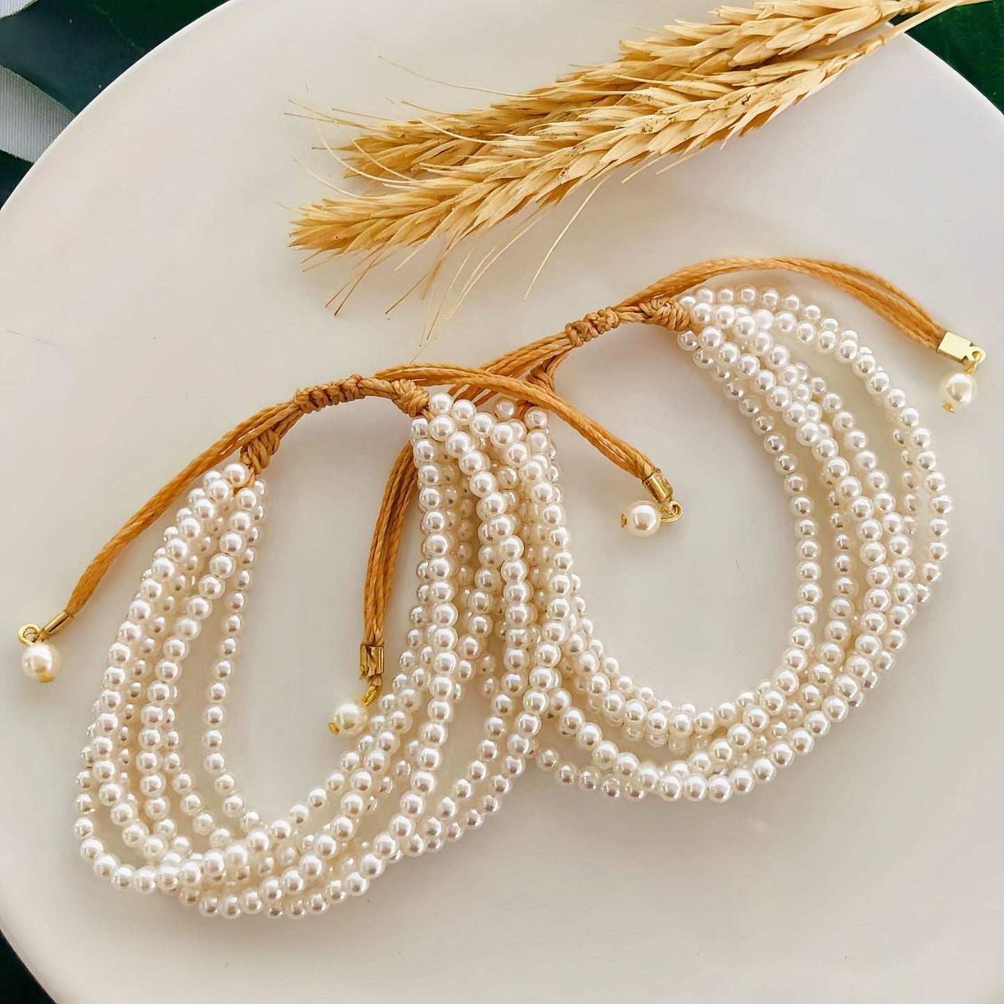 1 PCS Multilayer Pearl Bracelet Unique Adjustable Rope Elegant Wedding Jewely - Rhyme - and - Chain