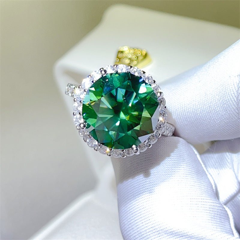 10 Carat Green Moissanite Engagement Wedding Ring - Rhyme - and - Chain