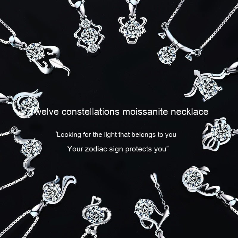 12 Constellation Pendant 925 Silver 1 Karat Moissanite - Rhyme-and-Chain