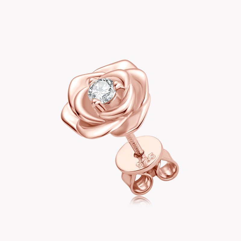 14K Rose Gold Plated D - color Moissanite Stud Earrings 925 Silver - Rhyme - and - Chain