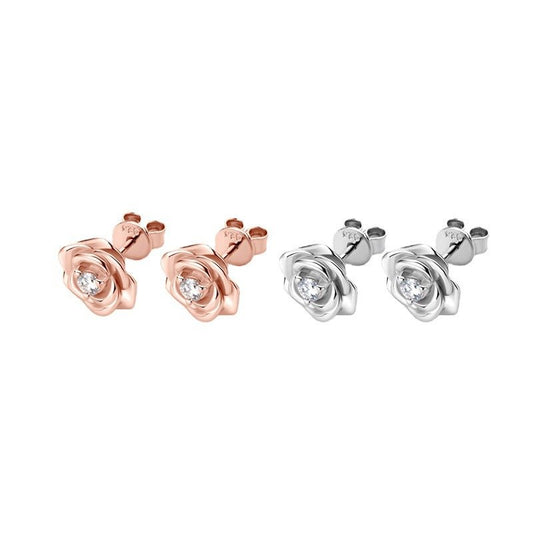 14K Rose Gold Plated D - color Moissanite Stud Earrings 925 Silver - Rhyme - and - Chain