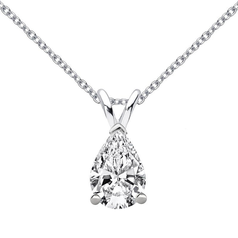 1.5 Carat Solitaire Moissanite Pear Pendant Necklace - Rhyme - and - Chain