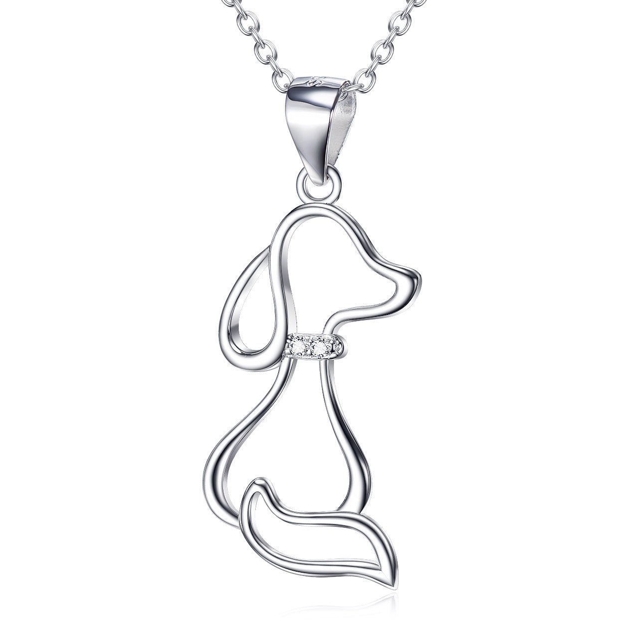 925 Sterling Silver Dog Pendant Necklace - Rhyme - and - Chain