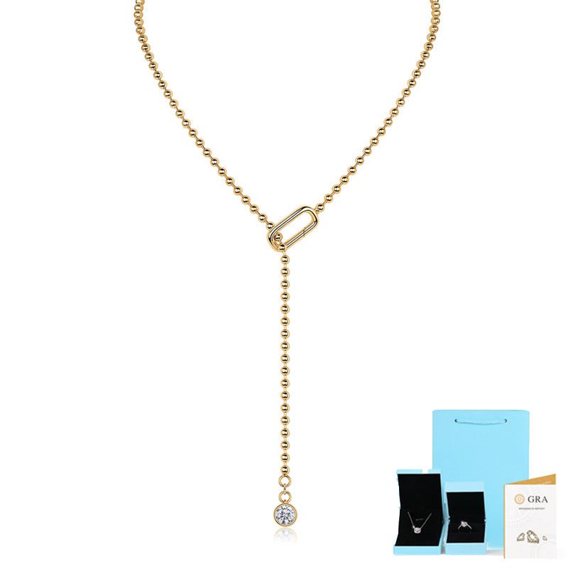 18k Gold - plated 925 Silver Moissanite Necklace - Rhyme - and - Chain