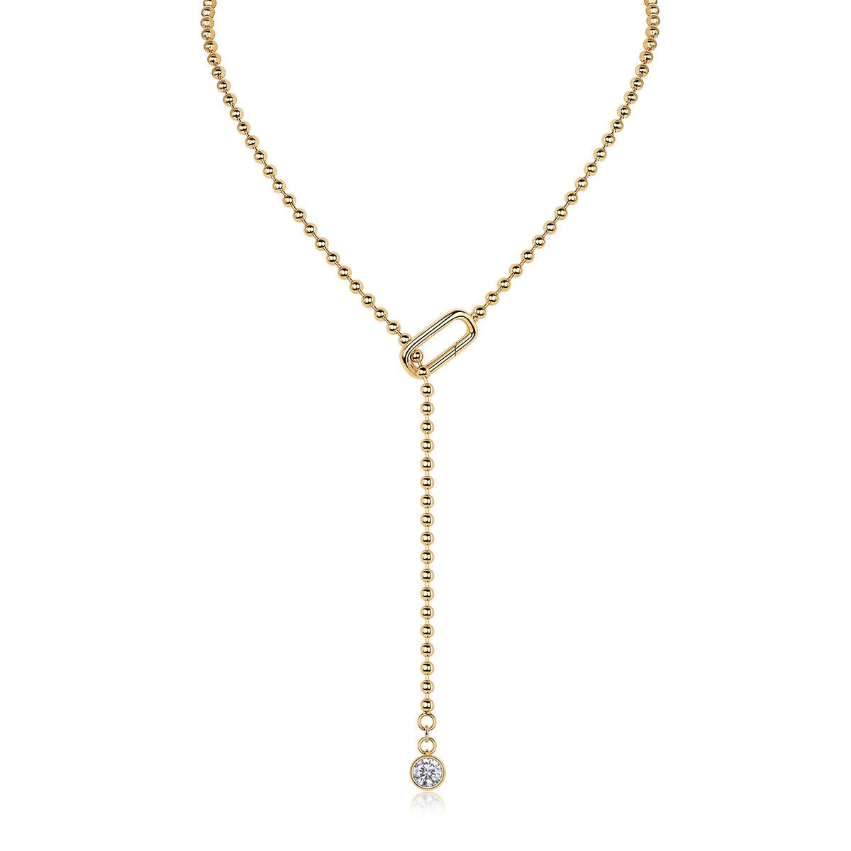 18k Gold - plated 925 Silver Moissanite Necklace - Rhyme - and - Chain