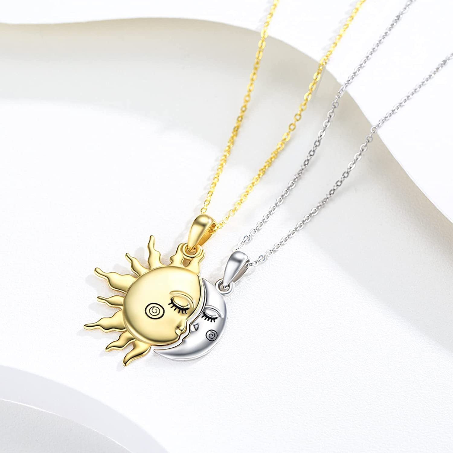 18K Golden Magnetic Sun Star Necklace Couple Pendant - Rhyme-and-Chain