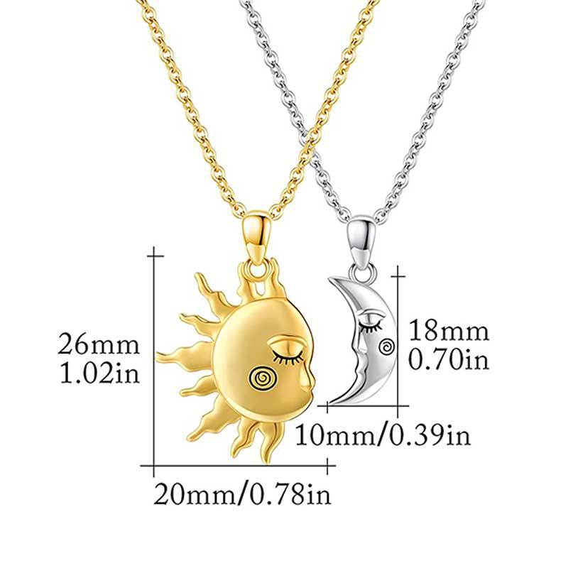 18K Golden Magnetic Sun Star Necklace Couple Pendant - Rhyme-and-Chain