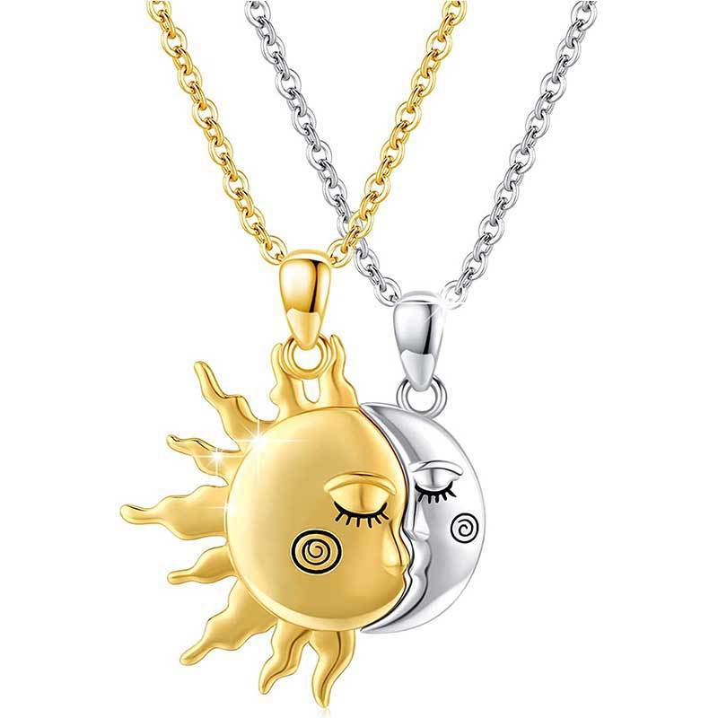 18K Golden Magnetic Sun Star Necklace Couple Pendant - Rhyme-and-Chain