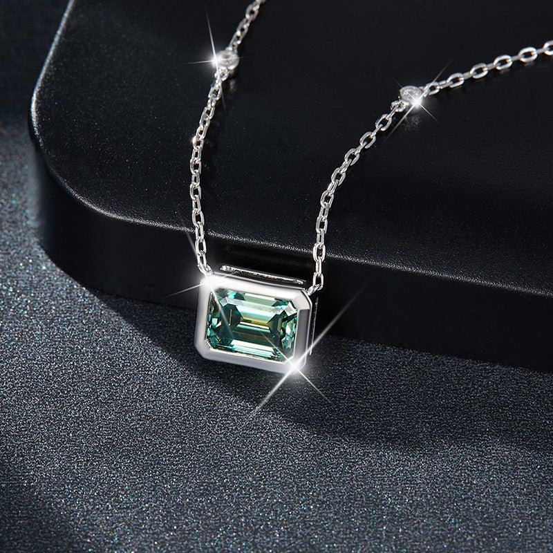 2 Ct Emerald Cut Moissanite Pendant Necklace 925 Silver Necklaces For Women - Rhyme - and - Chain