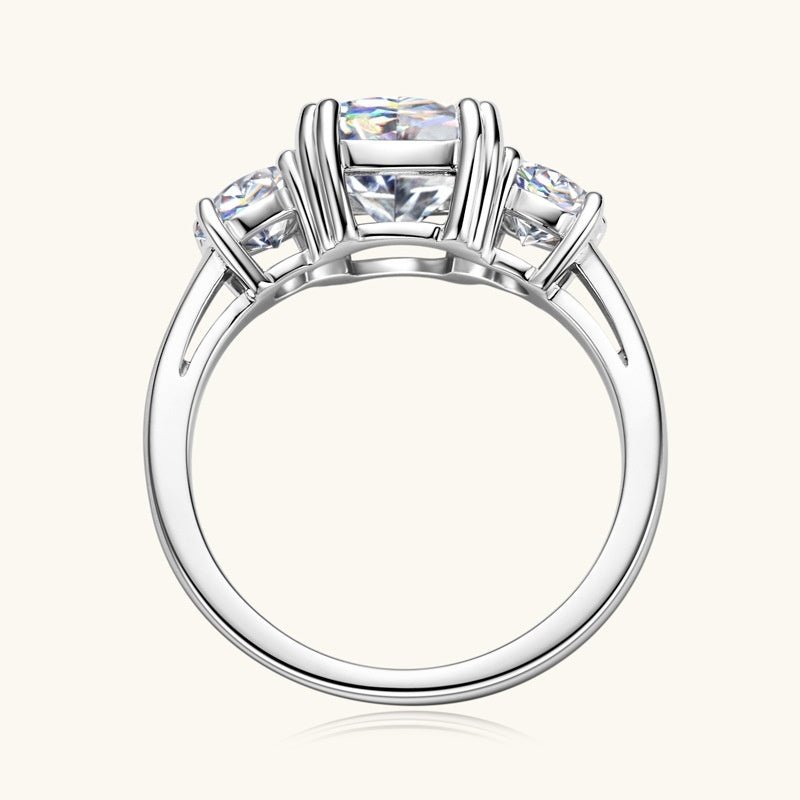 3 Stone Moissanite Engagement Ring Women's S925 Sterling Silver - Rhyme - and - Chain