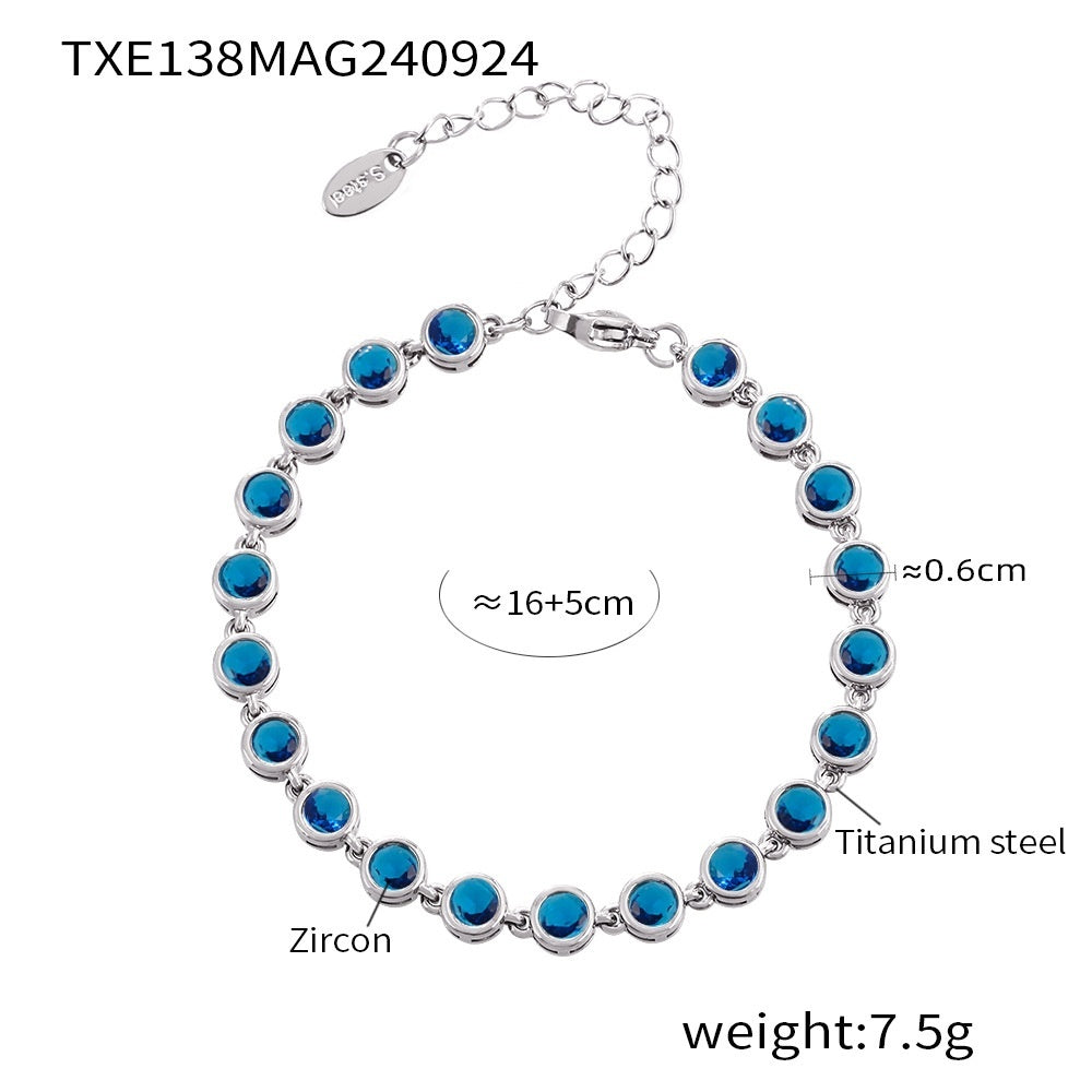 Titanium Steel Zircon Mixed Color Bracelet Vacuum Non-fading Necklace