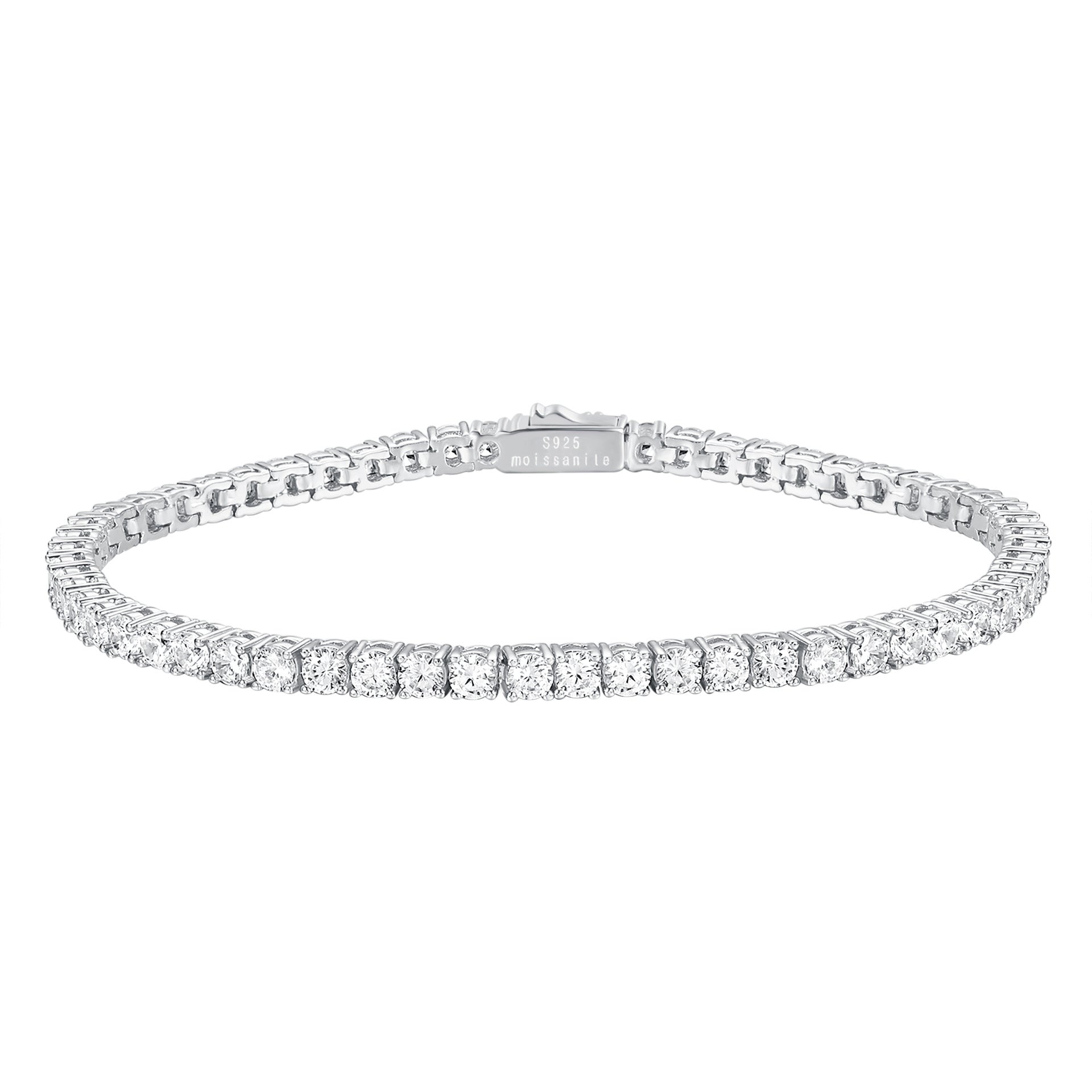 3Mm Moissanite Spring Buckle Tennis Bracelet S925 Silver - Rhyme - and - Chain