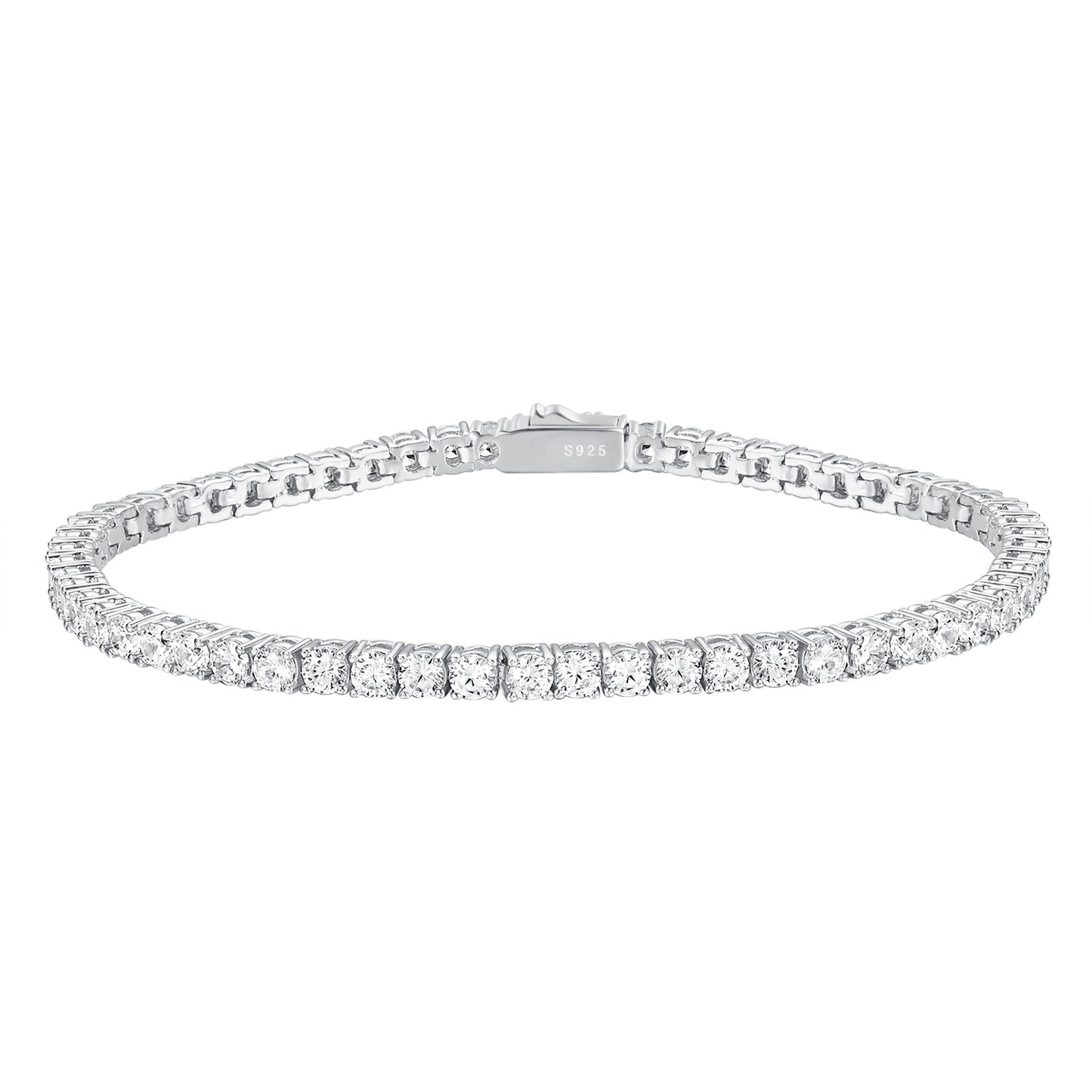 3Mm Moissanite Spring Buckle Tennis Bracelet S925 Silver - Rhyme - and - Chain