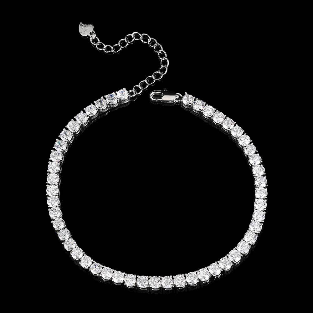 4mm Zircon Tennis Chain Anklet - Rhyme - and - Chain