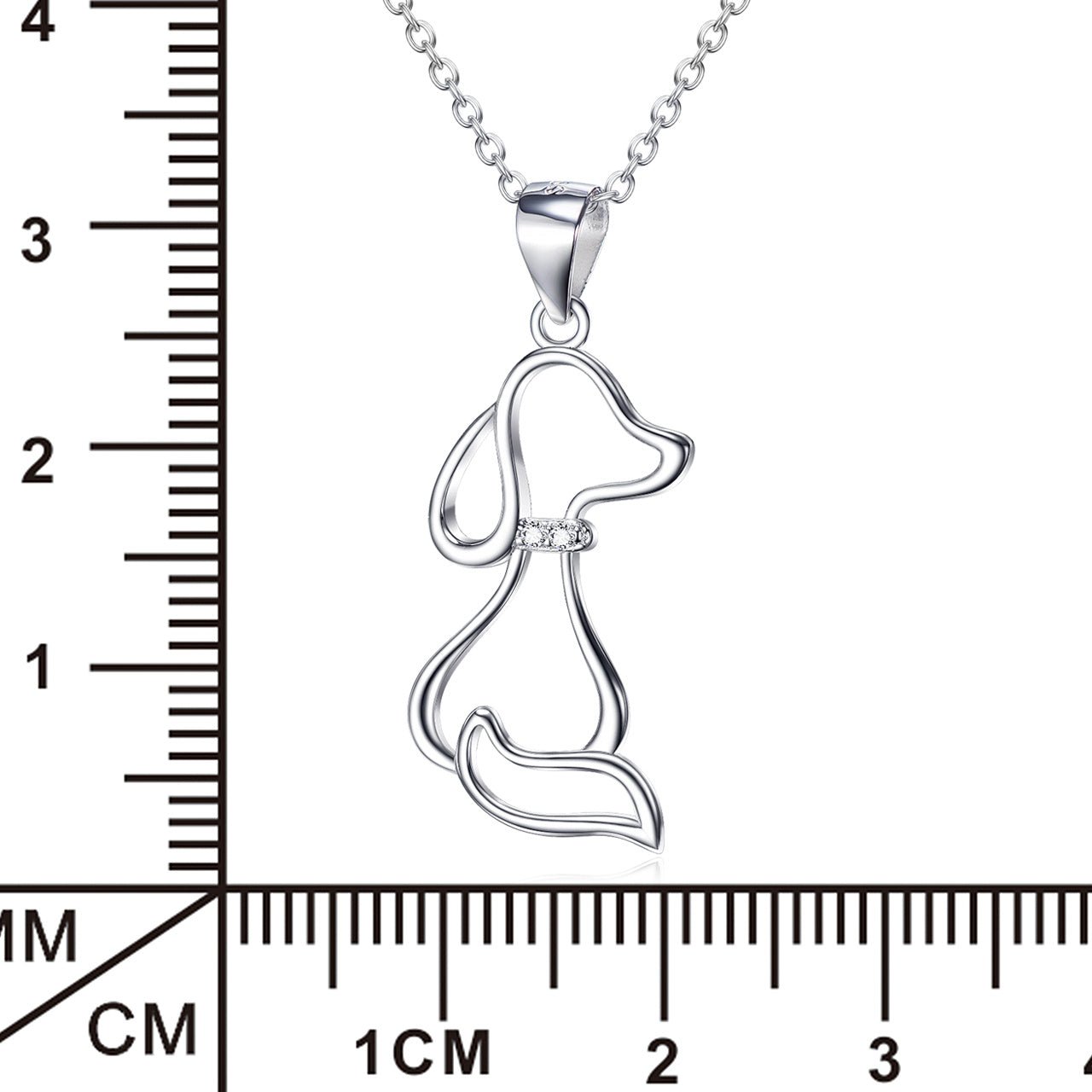 925 Sterling Silver Dog Pendant Necklace - Rhyme - and - Chain