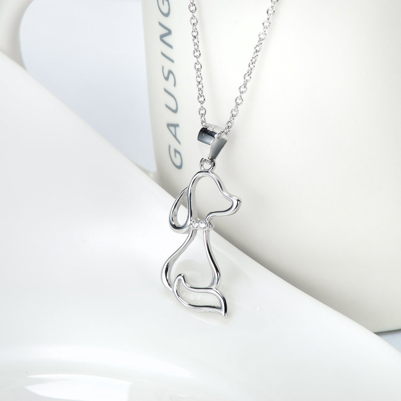 925 Sterling Silver Dog Pendant Necklace - Rhyme - and - Chain