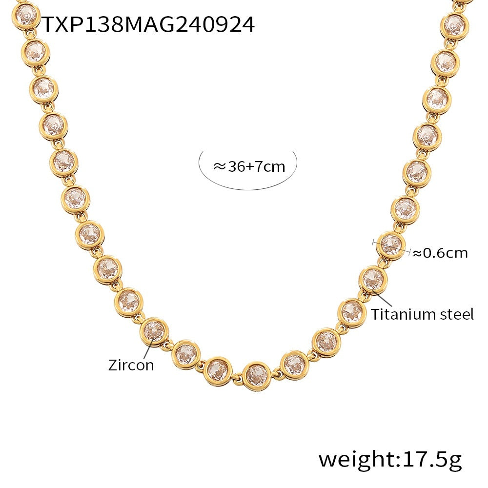 Titanium Steel Zircon Mixed Color Bracelet Vacuum Non-fading Necklace