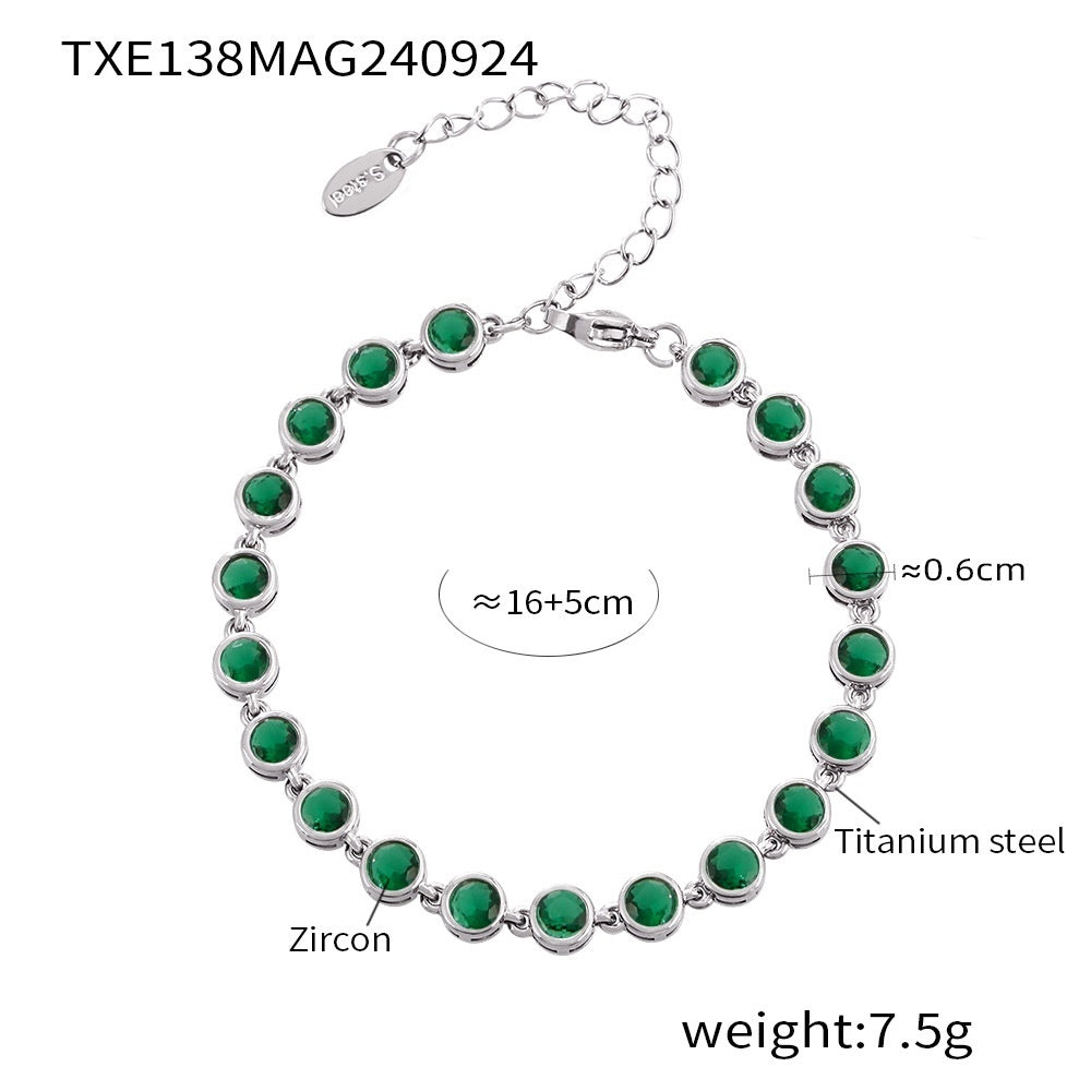 Titanium Steel Zircon Mixed Color Bracelet Vacuum Non-fading Necklace