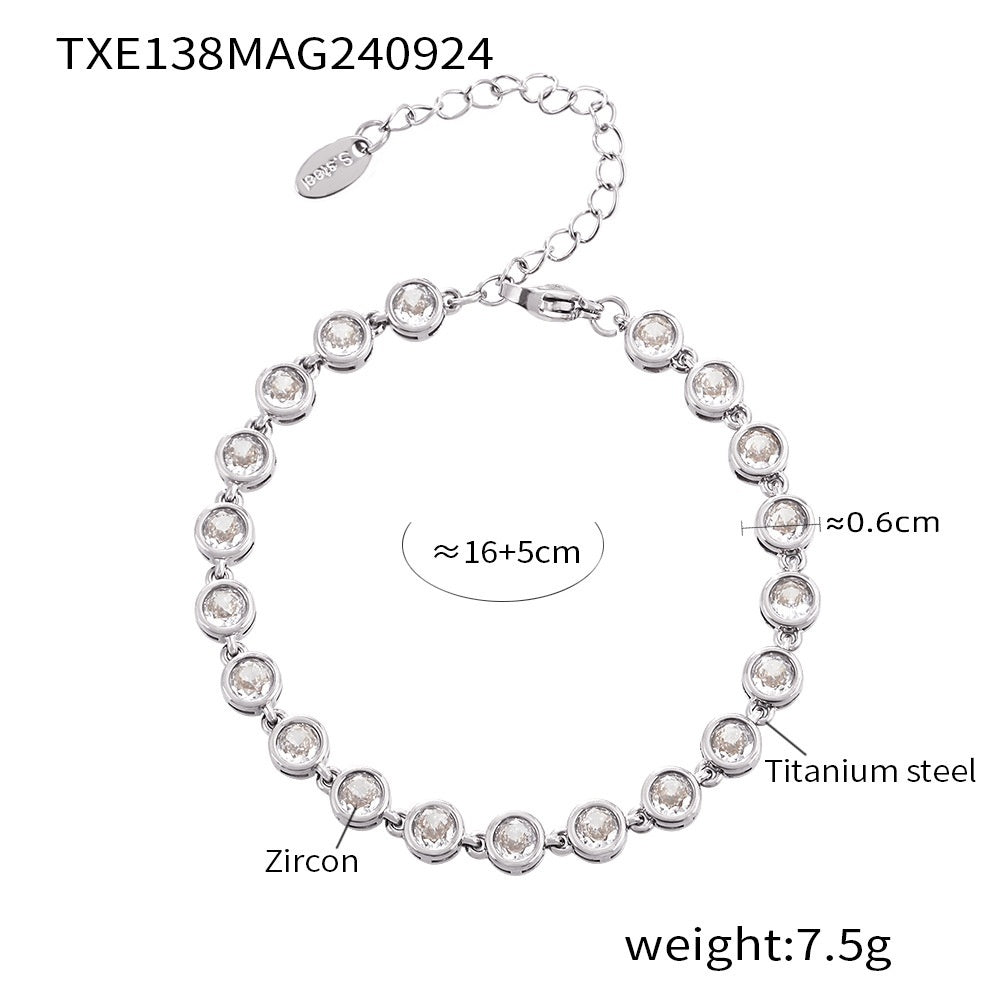 Titanium Steel Zircon Mixed Color Bracelet Vacuum Non-fading Necklace