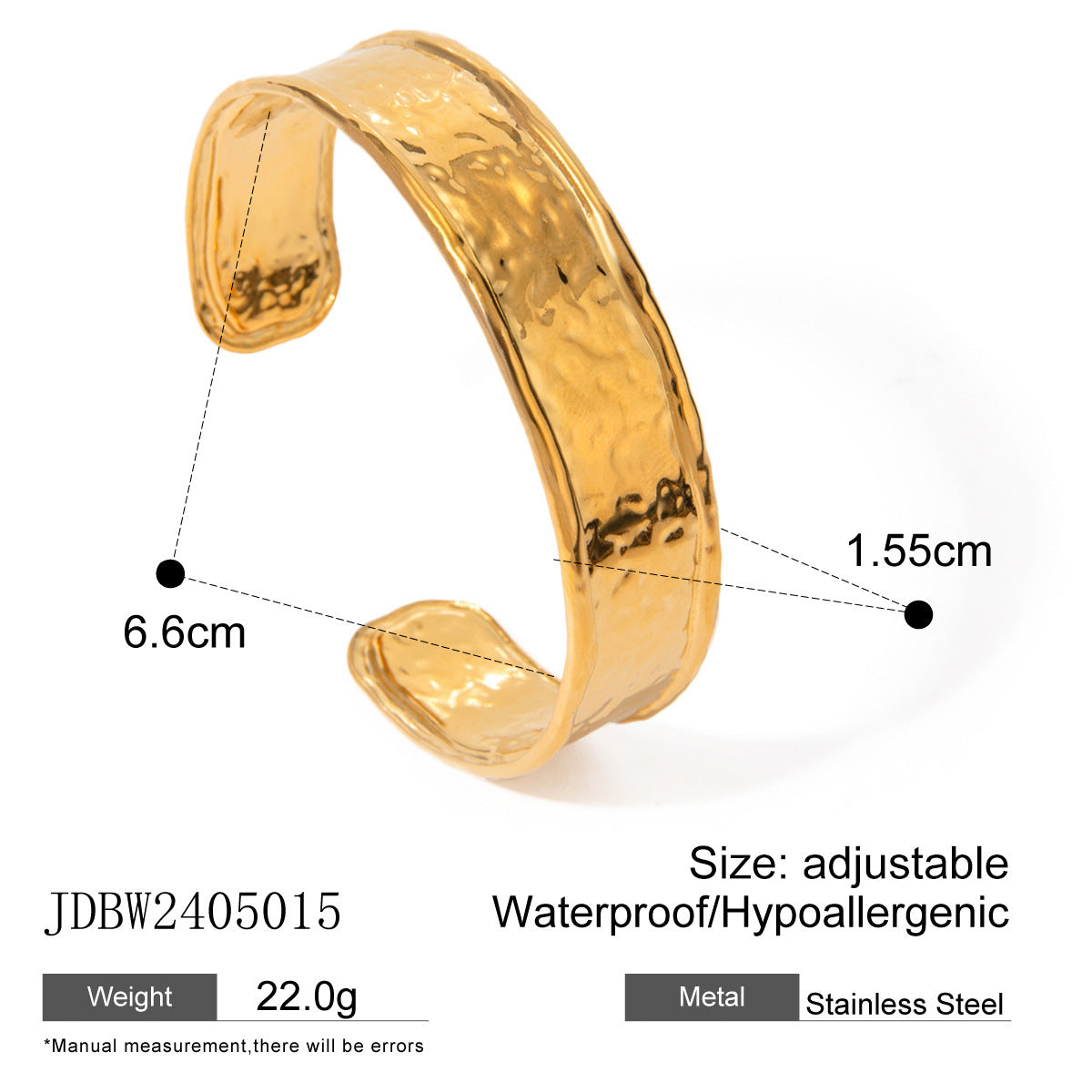 18K Gold Stainless Steel Wide Surface Bracelet High Sense