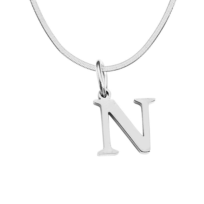 Initial Necklace Titanium Steel French Vintage Court Style - Rhyme - and - Chain