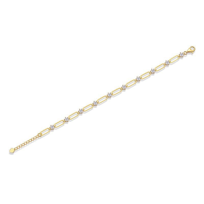 925 Silver 18k Gold Plated Moissanite Bracelet Chain - Rhyme - and - Chain