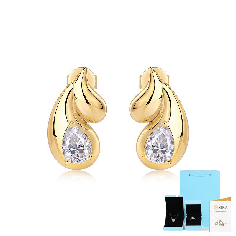 925 Silver 18k Gold Plated Moissanite Teardrop Earrings - Rhyme - and - Chain