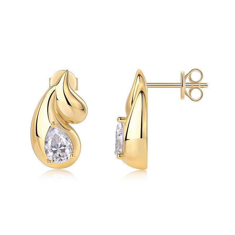 925 Silver 18k Gold Plated Moissanite Teardrop Earrings - Rhyme - and - Chain