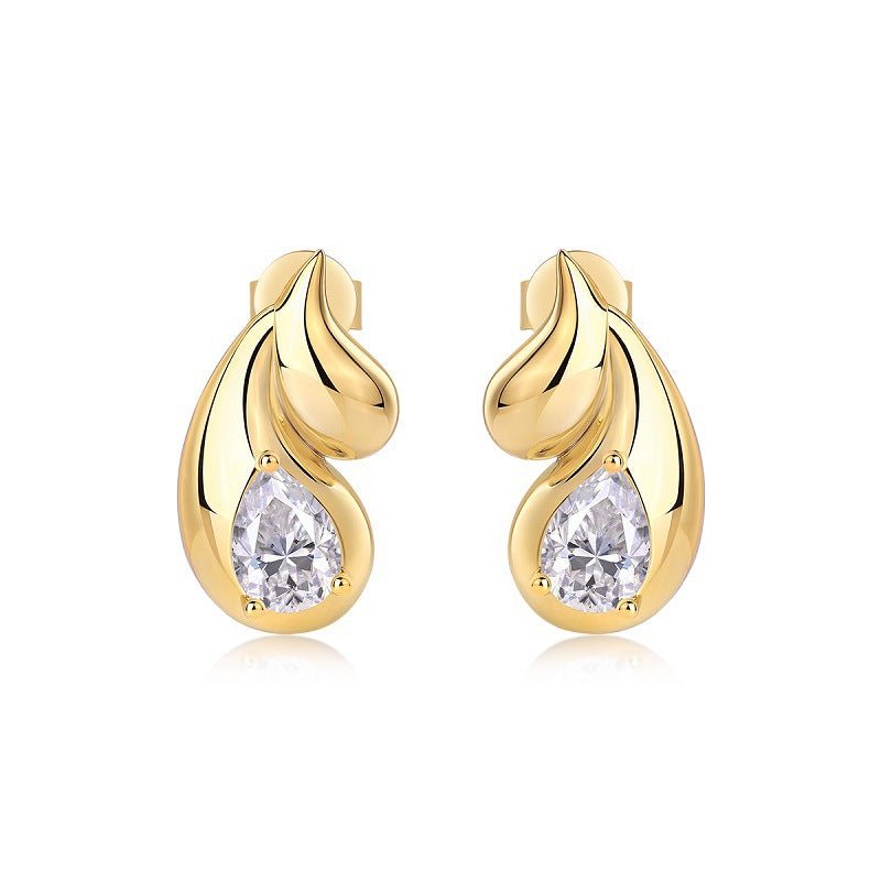 925 Silver 18k Gold Plated Moissanite Teardrop Earrings - Rhyme - and - Chain