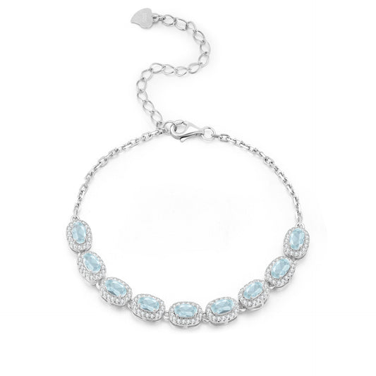 925 Silver Natural Topaz Bracelet - Rhyme - and - Chain