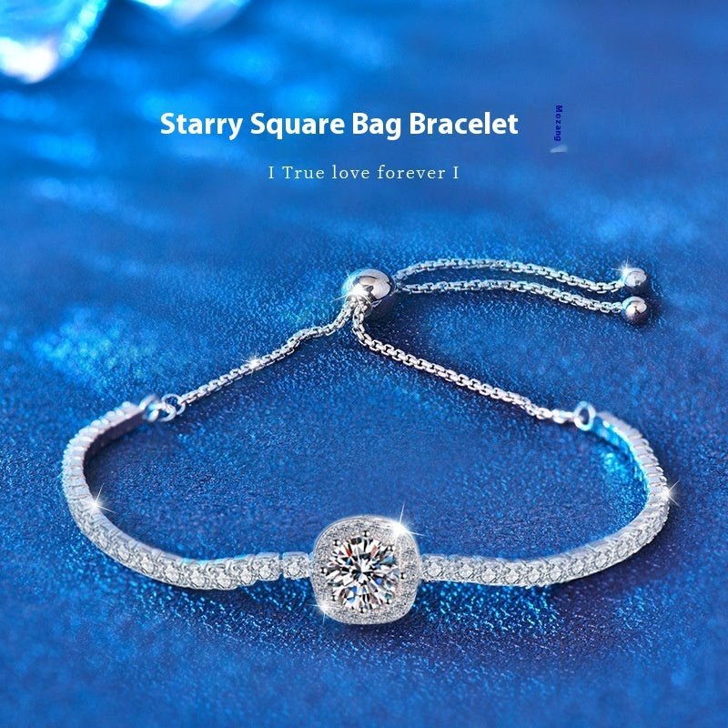 925 Sterling Silver Bracelet Starry Moissanite Bracelet - Rhyme - and - Chain