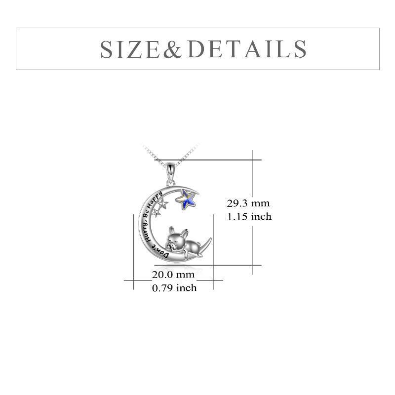 925 Sterling Silver French Bulldog Moon Pendant Necklace - Rhyme-and-Chain