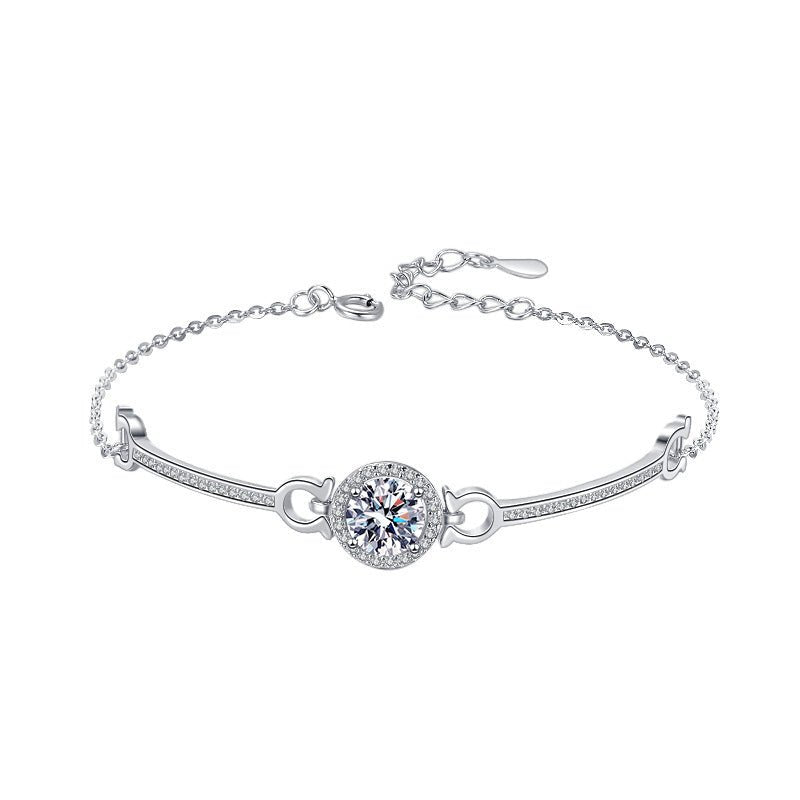 925 Sterling Silver Moissanite Bracelet - Rhyme - and - Chain