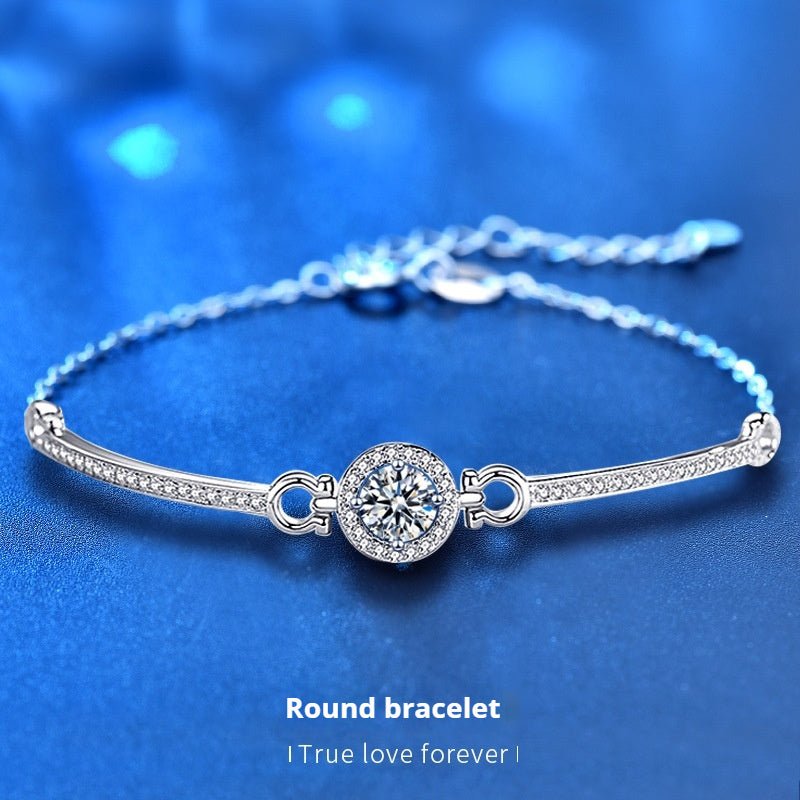 925 Sterling Silver Moissanite Bracelet - Rhyme - and - Chain