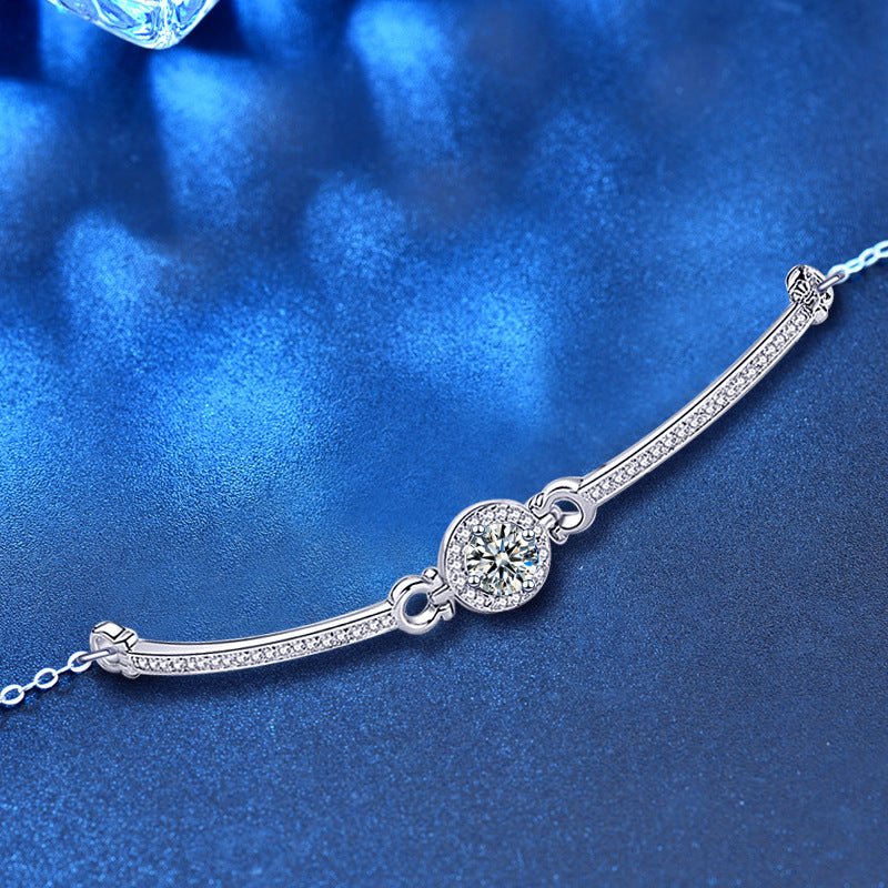 925 Sterling Silver Moissanite Bracelet - Rhyme - and - Chain