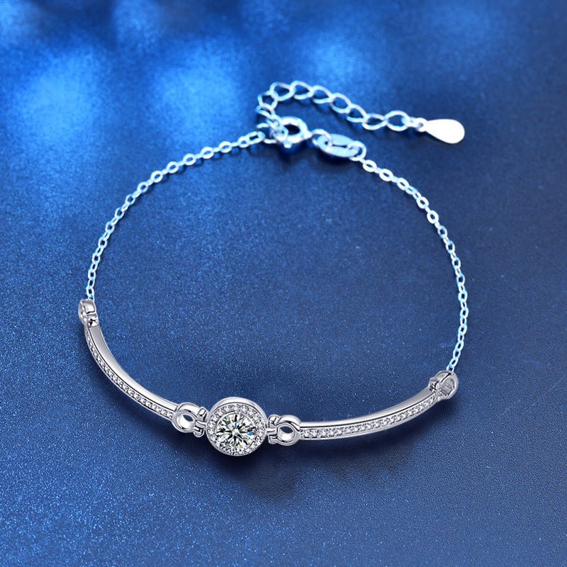 925 Sterling Silver Moissanite Bracelet - Rhyme - and - Chain