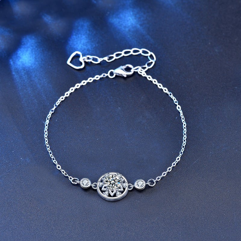 925 Sterling Silver Montnets Moissanite Bracelet - Rhyme - and - Chain