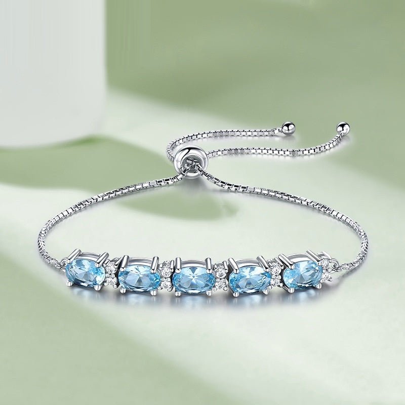 925 Sterling Silver Sky Blue Topaz Bracelet Fashion - Rhyme - and - Chain