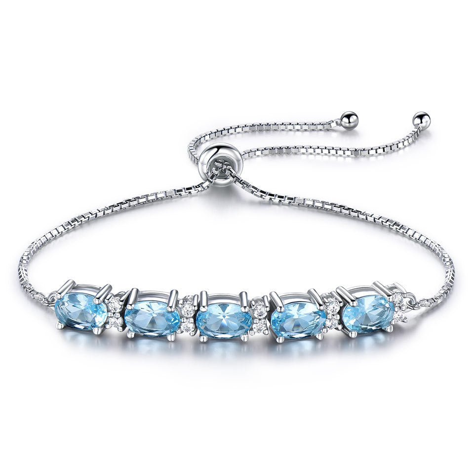 925 Sterling Silver Sky Blue Topaz Bracelet Fashion - Rhyme - and - Chain