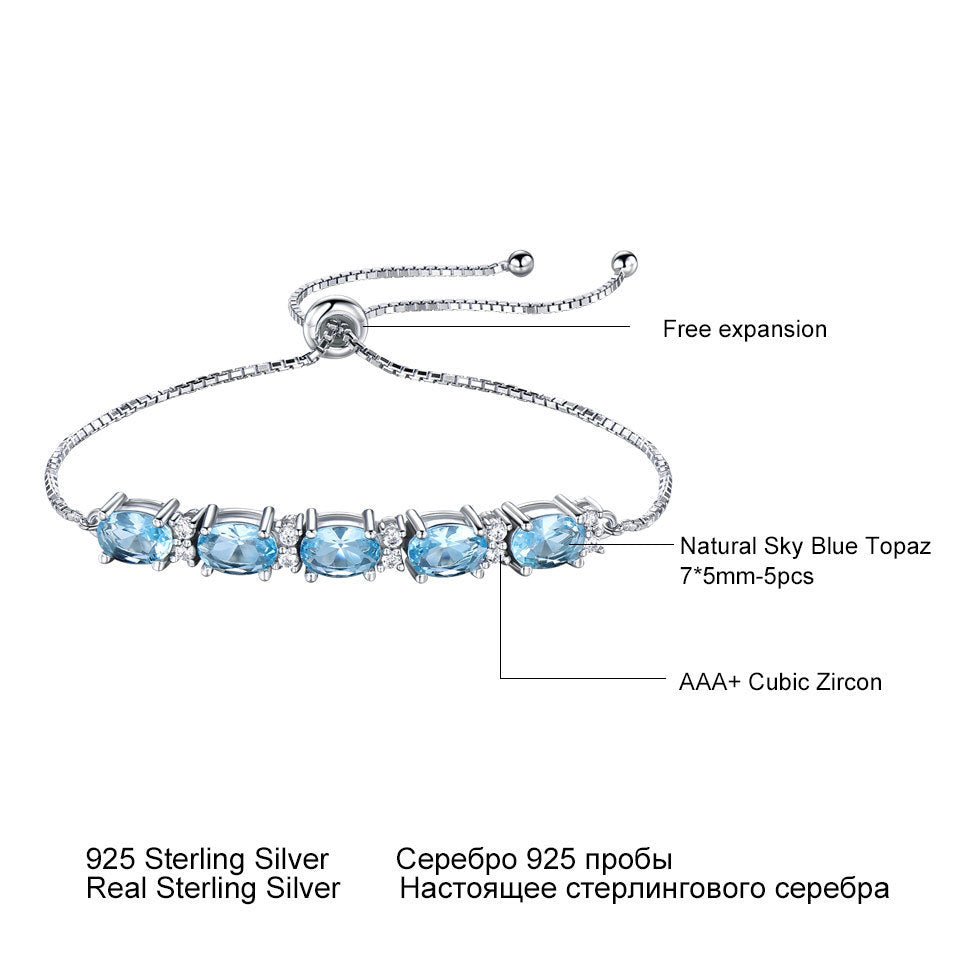 925 Sterling Silver Sky Blue Topaz Bracelet Fashion - Rhyme - and - Chain