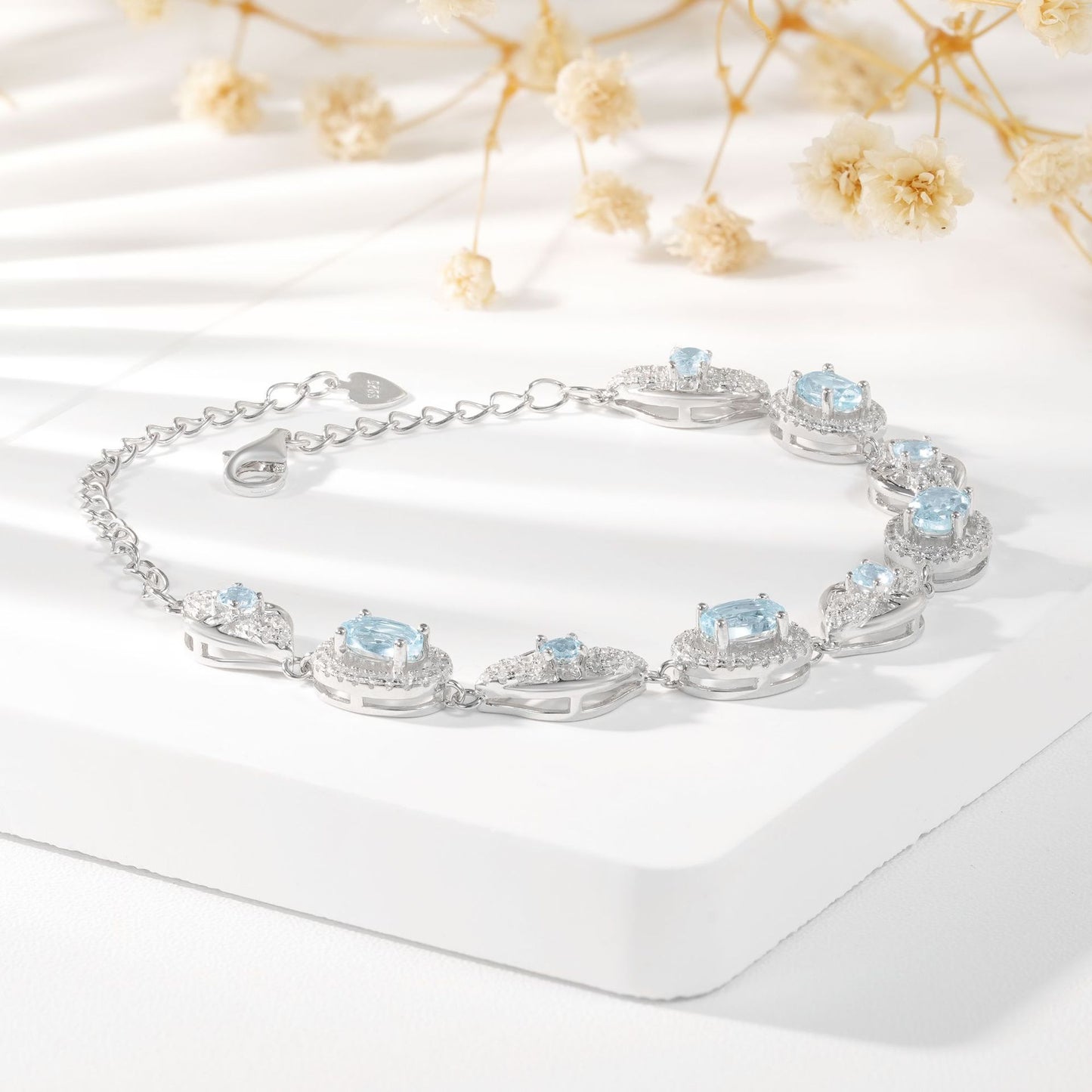 Natural Topaz Bracelet 925 Sterling Silver