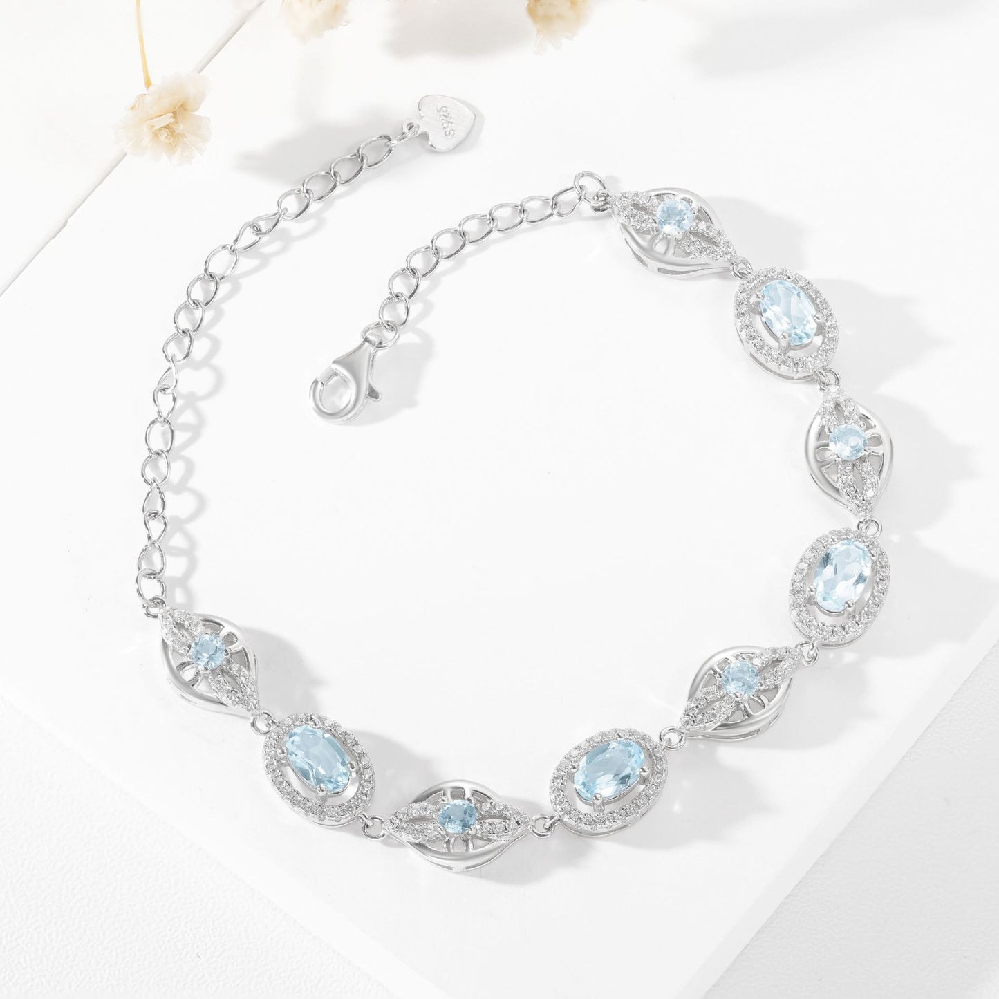 Natural Topaz Bracelet 925 Sterling Silver