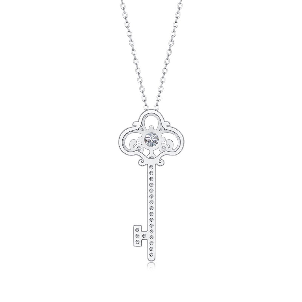 S925 Silver Moissanite Twilight Key Necklace