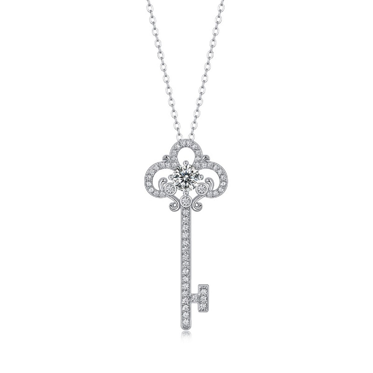 S925 Silver Moissanite Twilight Key Necklace