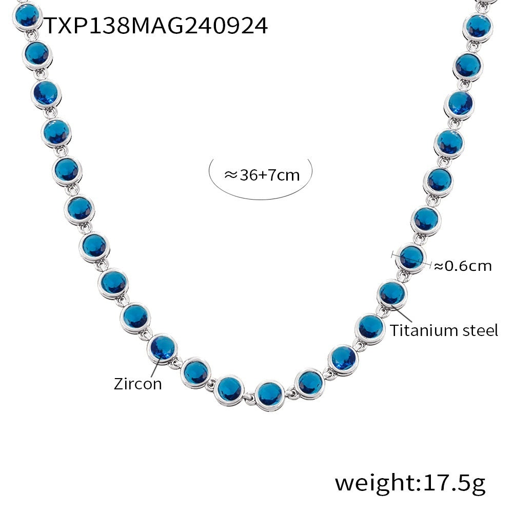 Titanium Steel Zircon Mixed Color Bracelet Vacuum Non-fading Necklace